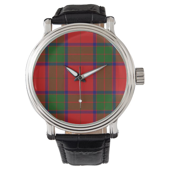 Reloj De Pulsera cuadro escocés rojo verde tartán Robertson (Anverso)