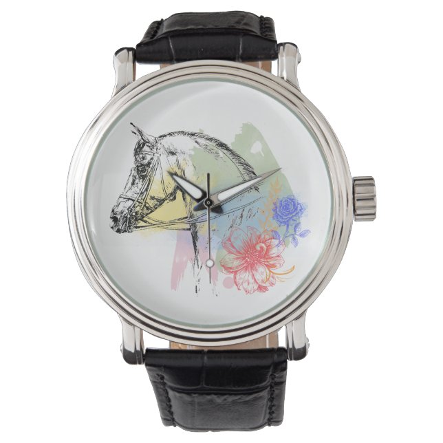 Reloj De Pulsera Cuadros acuáticos de Cabeza de Caballo (Anverso)