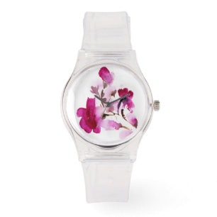 Reloj De Pulsera Cuadros acuáticos de tipo floral abstracto 4