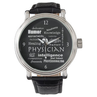 Reloj De Pulsera Cualidades del buen médico-Word Nube/Negro