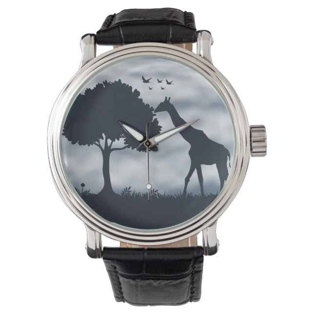 Reloj De Pulsera Cuando la luna susurra a la jirafa (Anverso)