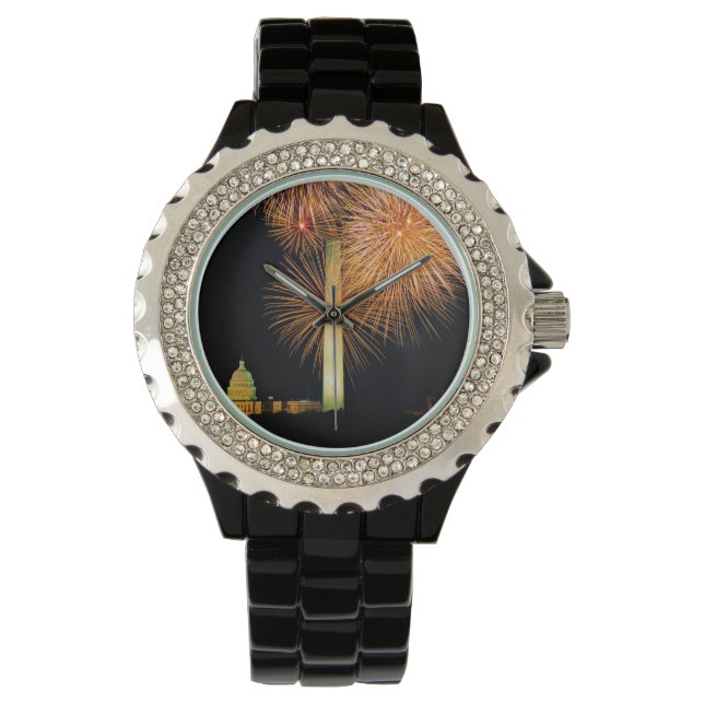 Reloj De Pulsera Cuarto de julio, pantalla de fuegos artificiales,  (Anverso)