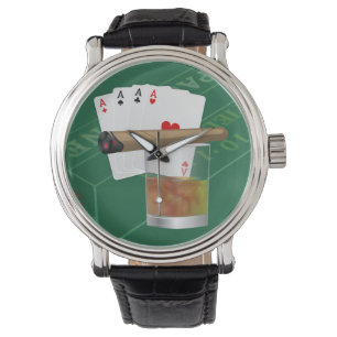 Reloj De Pulsera Cuatro Ases, una bebida y un puro