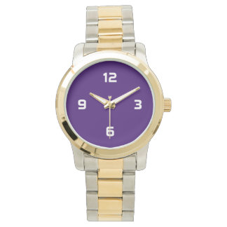 Reloj De Pulsera Cuatro números - Blanco en púrpura profundo