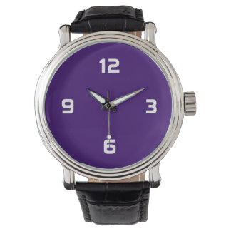 Reloj De Pulsera Cuatro números - Blanco en púrpura profundo