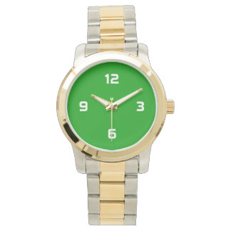 Reloj De Pulsera Cuatro números - blanco en verde de hierba