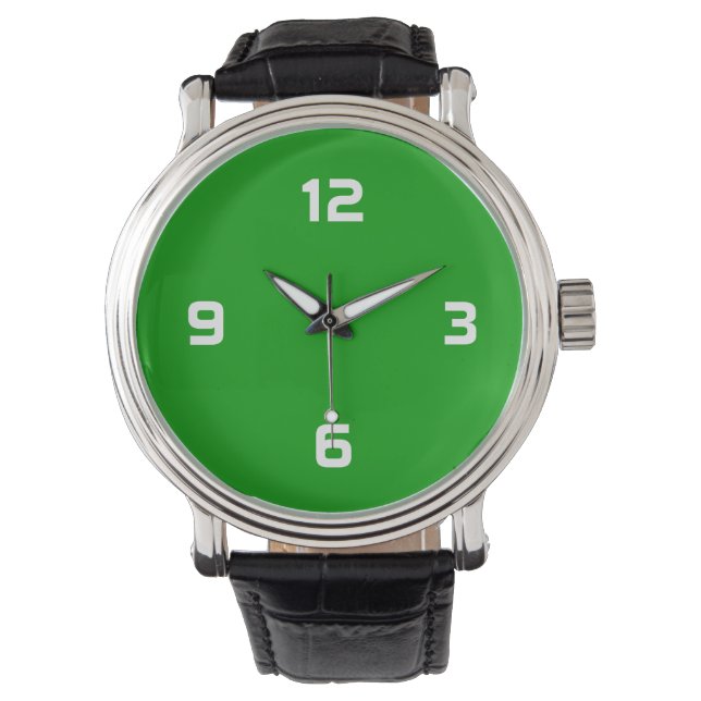 Reloj De Pulsera Cuatro números - blanco en verde de hierba (Anverso)