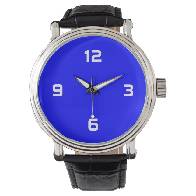 Reloj De Pulsera Cuatro números - Blanco sobre azul (Anverso)