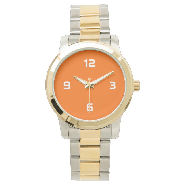 Reloj De Pulsera Cuatro números - Blanco sobre el Naranja (Anverso)