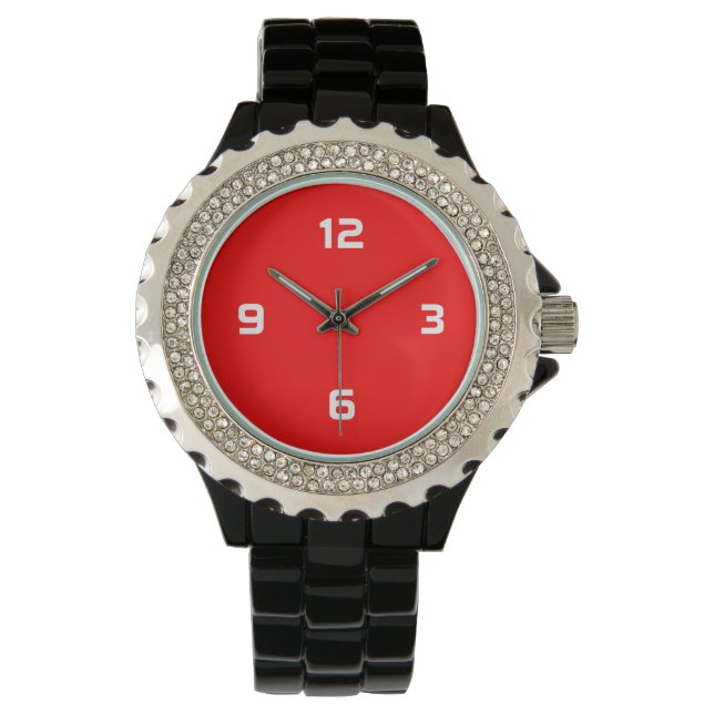 Reloj De Pulsera Cuatro números - Blanco sobre rojo (Anverso)