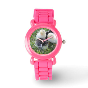 Reloj De Pulsera Cuatro pollitos de pollo negros y amarillos