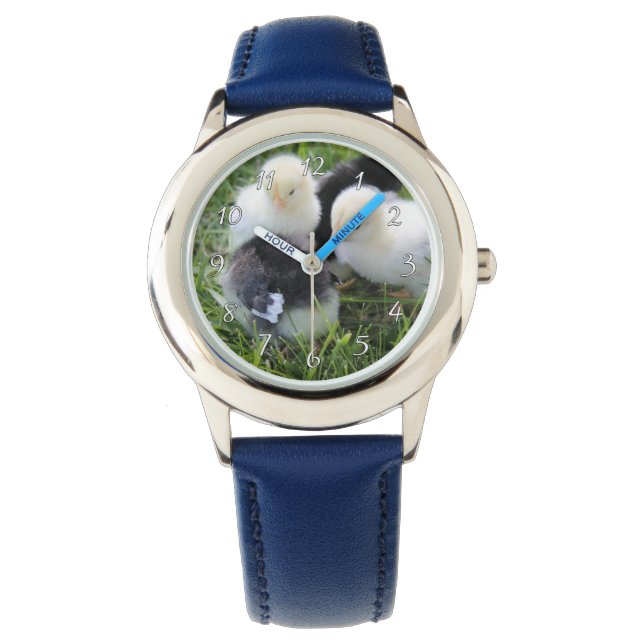 Reloj De Pulsera Cuatro pollitos de pollo negros y amarillos (Anverso)