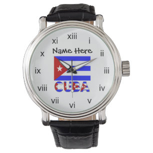 Reloj De Pulsera Cuba Bandera cubana luz azul personalizada
