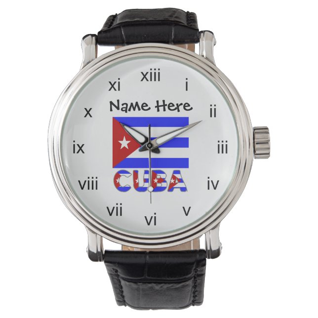Reloj De Pulsera Cuba Bandera cubana luz azul personalizada (Anverso)