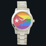 Reloj De Pulsera Cuba LGBT<br><div class="desc">Esta bandera LGBTQ puede ser personalizada según tus propias preferencias. Puede cambiar la ubicación del diseño, la orientación, los colores de fondo y el tamaño. Además, puede agregar su propio texto, o el eslogan establezca su tipo de letra, ubicación y tamaño, todo para crear el último regalo personal para usted...</div>