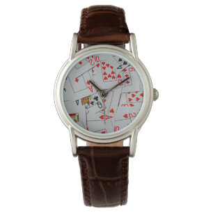 Reloj De Pulsera Cubierta De Cartas De Juego Dispuestas,