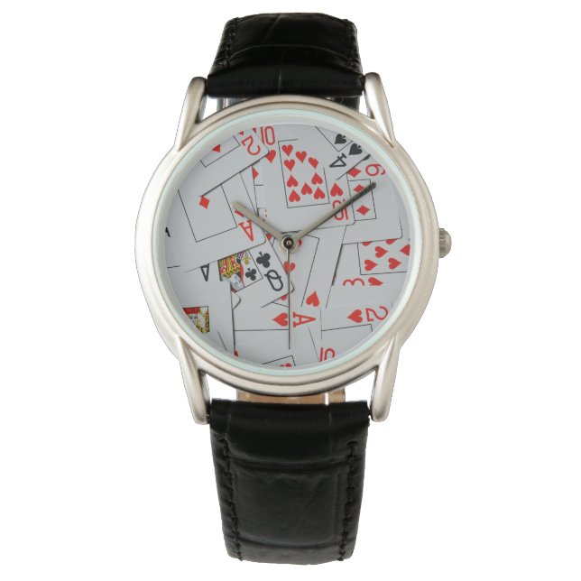 Reloj De Pulsera Cubierta De Cartas De Juego Dispuestas, (Anverso)
