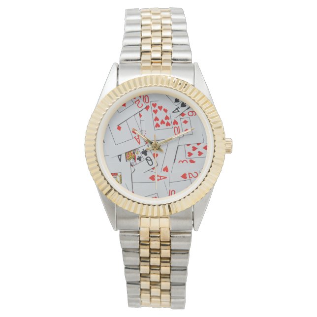 Reloj De Pulsera Cubierta De Cartas De Juego Dispuestas, (Anverso)