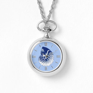 Reloj De Pulsera Cubierta de Nautilus - marina, blanca y azul claro