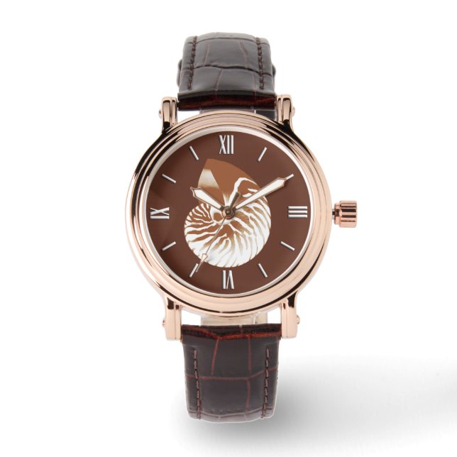 Reloj De Pulsera Cubierta de nautilus - marrón y blanco de cacao (Anverso)