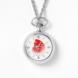 Reloj De Pulsera Cubierta de Nautilus - rojo oscuro y blanco
