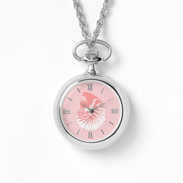 Reloj De Pulsera Cubierta de Nautilus - rosa de coral y blanco (Anverso)