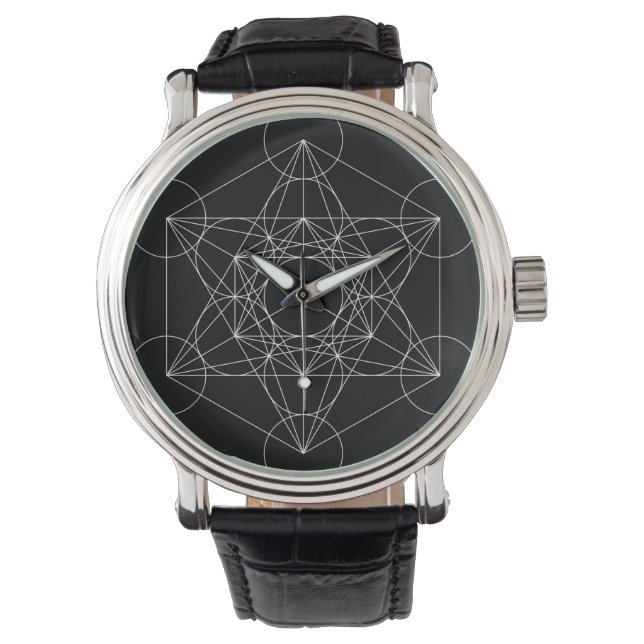 Reloj De Pulsera Cubo de Metatrón negro y blanco (Anverso)