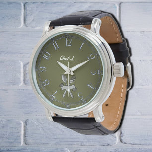 Reloj De Pulsera Cuchara y bifurcación de plata del chef - añadir n