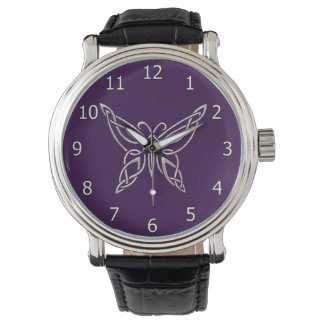 Reloj De Pulsera Cuentos de curado de mariposa celta morada platead