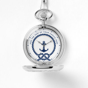Reloj De Pulsera Cuerda y ancla náutica moderna texto personalizado