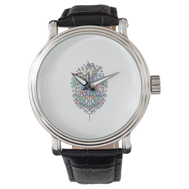 Reloj De Pulsera Cuerno de béisbol de unicornio Poder Kawaii Diseño (Anverso)