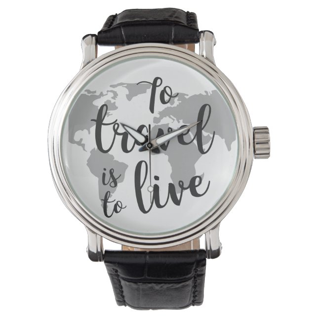 Reloj De Pulsera Cuero de cosecha negra personalizado (Anverso)