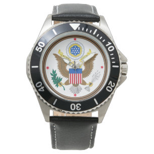 Reloj De Pulsera Cuero de encargo del negro del acero inoxidable de