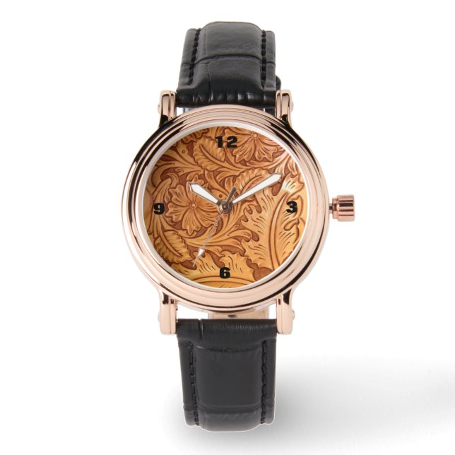 Reloj De Pulsera cuero de vaquero rústico occidente (Anverso)