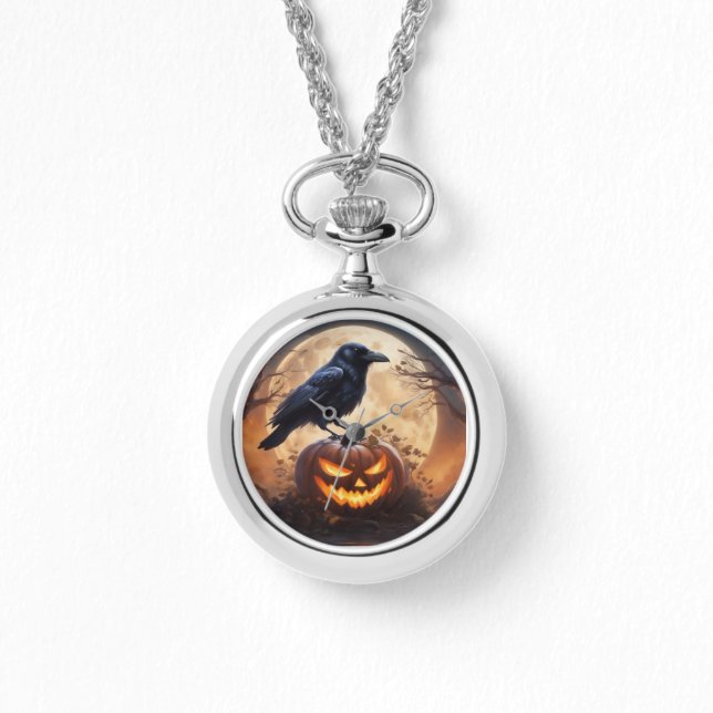 Reloj De Pulsera Cuervo en Jack-o-Lantern (Anverso)