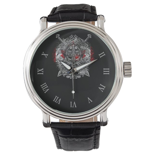 Reloj De Pulsera Cuervos de Odín espadas Mitología vikinga bandera  (Anverso)