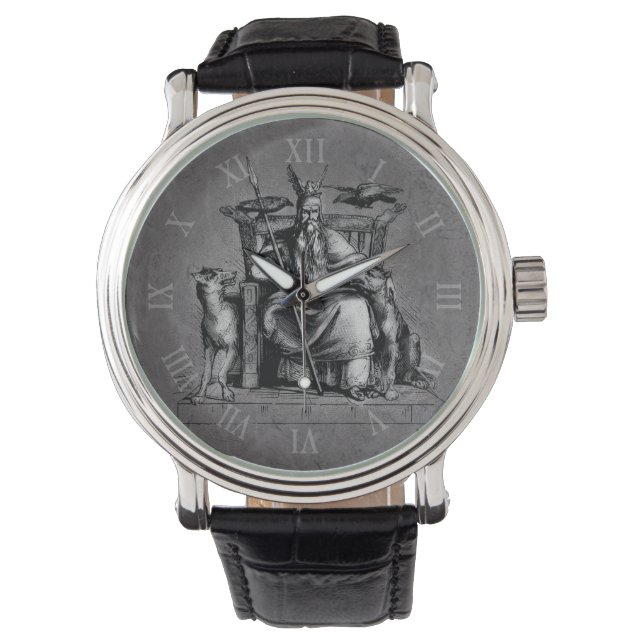 Reloj De Pulsera Cuervos de Odin Mitología vikinga Valhalla espera  (Anverso)