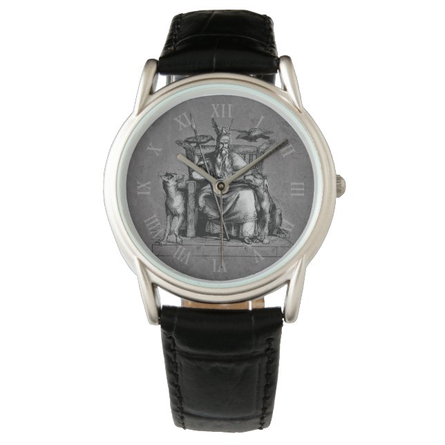 Reloj De Pulsera Cuervos de Odin Mitología Vikinga Valhalla espera  (Anverso)