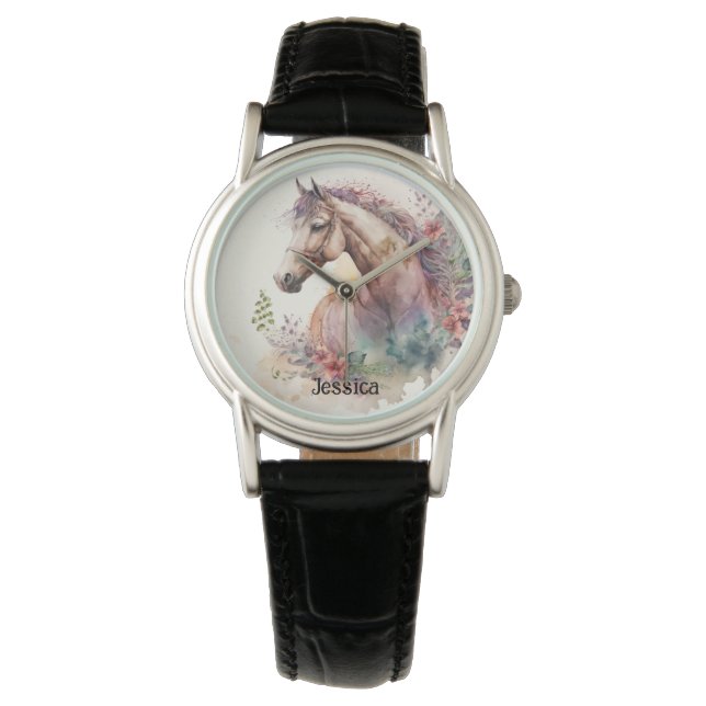 Reloj De Pulsera Cuidad acuarela Caballo Animal Lover (Anverso)