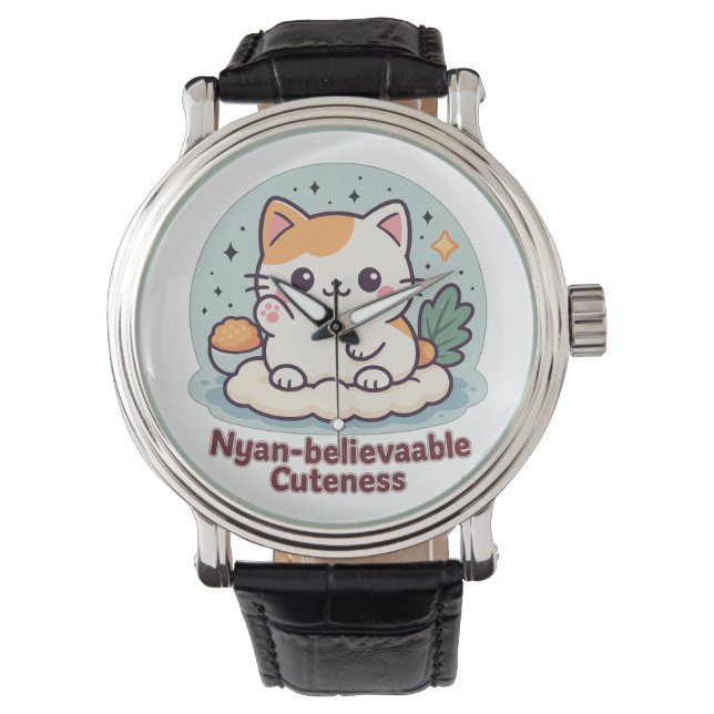 Reloj De Pulsera Cuidad nyan-creíble - Gato kawaii lindo (Anverso)