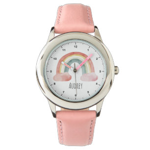 Reloj De Pulsera Cuidada acuarela Arcoiris personalizada