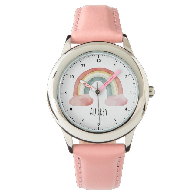 Reloj De Pulsera Cuidada acuarela Arcoiris personalizada (Anverso)