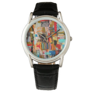 Reloj De Pulsera Cuidada colorida pintura abstracta arrojar almohad