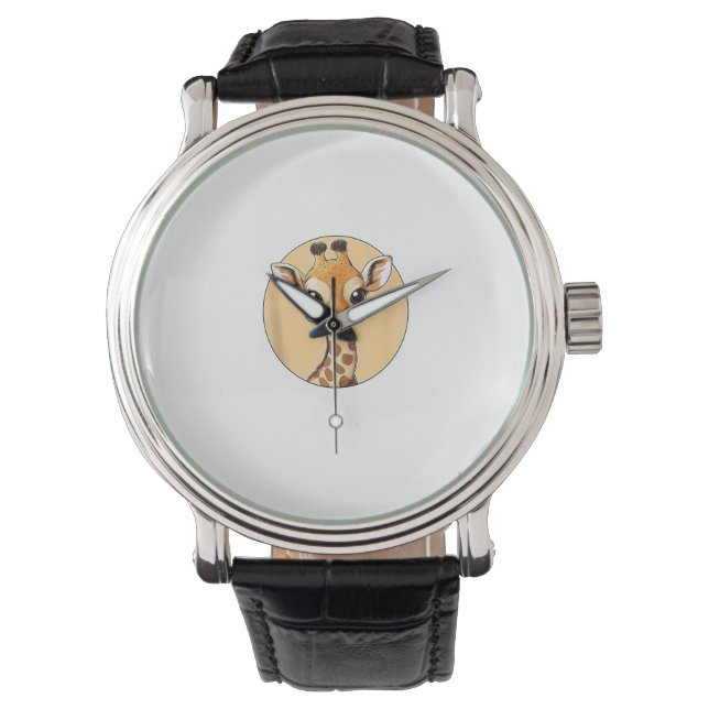 Reloj De Pulsera Cuidada jirafa Face Cute Ojos Estilo Safari (Anverso)