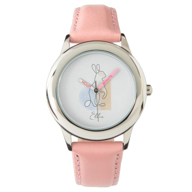 Reloj De Pulsera Cuidada línea personalizada de conejo dibujar niño (Anverso)