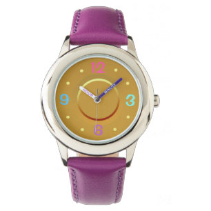 Reloj De Pulsera Cuidado color morado y amarillo >Chicas ver