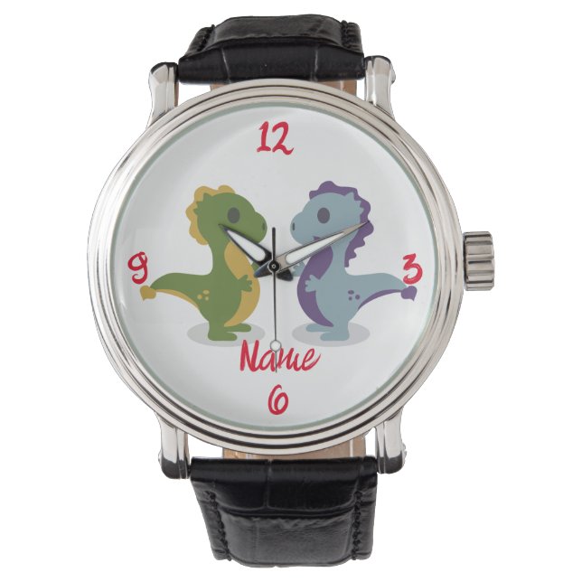 Reloj De Pulsera Cuidado par de dinosaurios Thunder_Cove (Anverso)