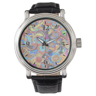 Reloj De Pulsera Cuidados patrones de flores artísticas