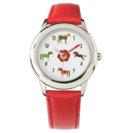 Reloj De Pulsera Cuidados y coloridos ponis retro y caballos floral