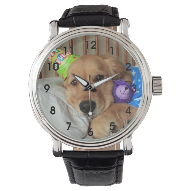 Reloj De Pulsera Cumpleaños de Golden Retriever (Anverso)